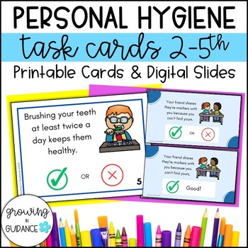 Preview of Personal Hygiene Task Cards 2nd-5th | Printable & Digital