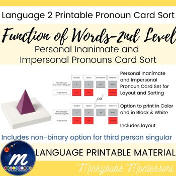 Preview of Personal Inanimate and Impersonal Pronoun Card Sort Printable