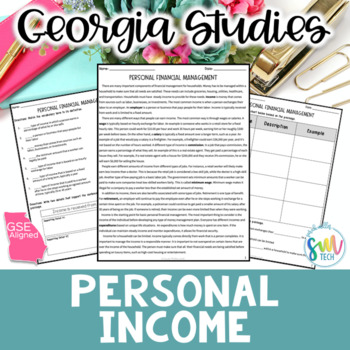 Preview of Personal Income & Personal Money Management Reading (SS8E3, SS8E3a) GSE Aligned