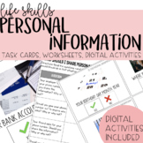 Personal Information Activities - Task Cards, Worksheets, Google