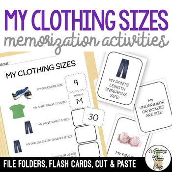 Preview of My Clothing Sizes - File Folders & Flashcards