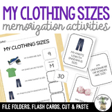 My Clothing Sizes - File Folders & Flashcards