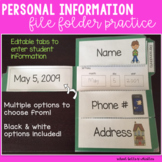 Personal Information/ File Folder / Name Practice