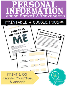 Preview of Personal Information Packet & Worksheets (special education life skills)