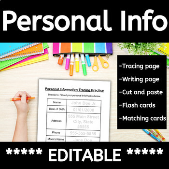 Preview of Personal Information Practice Special Education and ABA Filling Out Forms Basic
