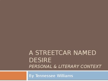 Preview of Personal & Literary Context Powerpoint for A Streetcar Named Desire