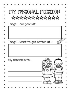 Preview of Personal Mission Statement Outline | Leadership and Data Notebooks | K-5