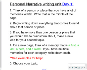 Preview of Personal Narrative 5 Day Lesson