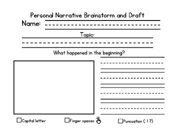 Preview of Personal Narrative Brainstorm and Draft Paper