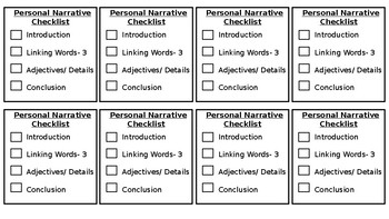 Preview of Personal Narrative Checklist