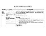 Personal Narrative Daily Lesson Plans