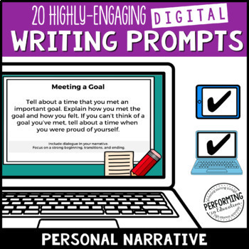 Preview of Personal Narrative Digital Writing Prompts for 3rd-5th Google