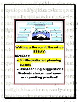 Preview of Personal Narrative Essay Planner Pages (for informational writing)