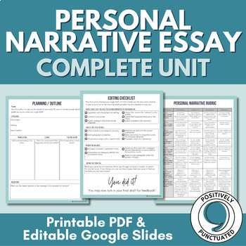 Preview of Personal Narrative Essay | Low Prep, Step-by-Step | Grades 9-12
