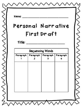 Preview of Personal Narrative First Draft EET Writing Packet