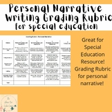 Personal Narrative Grading Rubric for Special Education