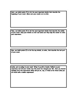 Personal Narrative Graphic Organizer by Leslie Esquibel | TpT