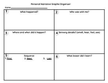 Personal Narrative Graphic Organizer by Kasey Clouse | TpT