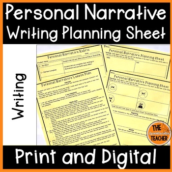 Preview of Personal Narrative Lesson Plan and Student Sheet Print and Digital