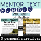 Personal Narrative Mentor Text Bundle - 3 Sample Memoir Pieces