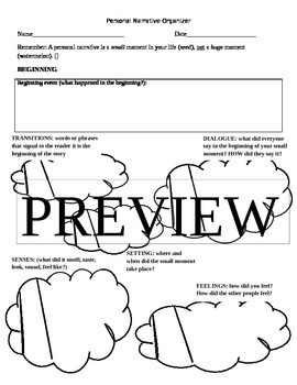 Preview of Personal Narrative/ Narrative Graphic Organizer/ Plot/ Mentor Text Organizer