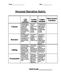 Personal Narrative Rubric, Checklist, and Proofreading Activity