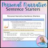 Personal Narrative Sentence Starters & Writing Graphic Organizer