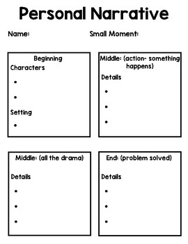 Preview of Personal Narrative / Small Moment Writing Graphic Organizer
