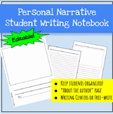 Personal Narrative Student Writing Notebook Organizer