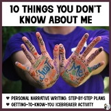 Personal Narrative Unit: Things You Don't Know About Me (D