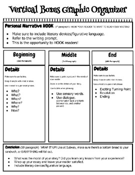 Preview of Personal Narrative Vertical Boxes Graphic Organizer