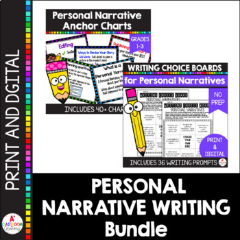 Preview of Personal Narrative Writing Prompts and Anchor Charts for First and Second Grade