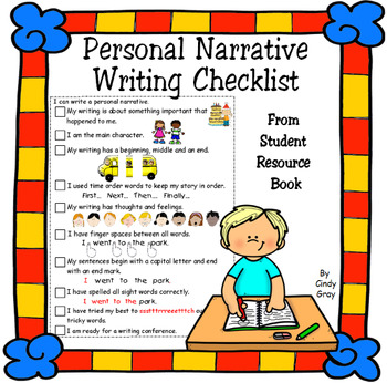 Preview of Personal Narrative Writing Checklist