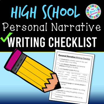 Preview of Personal Narrative Writing Checklist for High School - PDF and digital!!