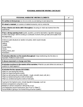 essay checklist for middle school