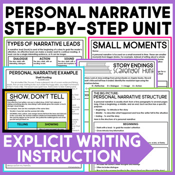 Preview of Personal Narrative Writing 3rd 4th 5th Grade Graphic Organizers Rubric Examples