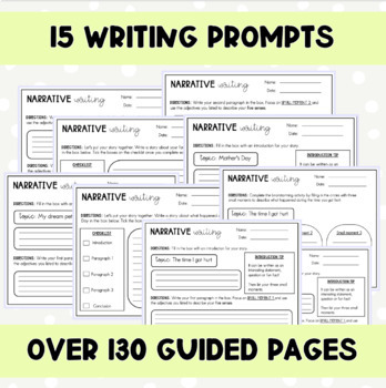 Personal Narrative Writing Graphic Organizers and Prompts by A1academics