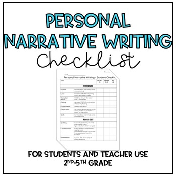 Preview of Personal Narrative Writing Checklist