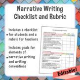 Personal Narrative Writing Student Checklist and Teacher R