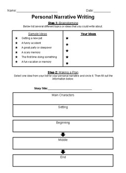 Personal Narrative Writing - Student Packet by Sophia Bailey | TpT