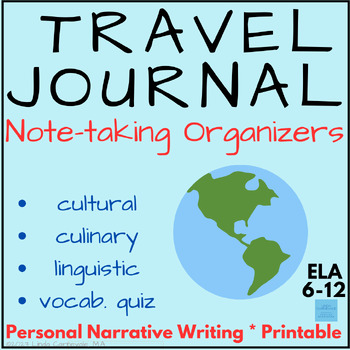 Preview of Personal Narrative Writing: Travel Journal + Paragraph Writing + Vocabulary Quiz