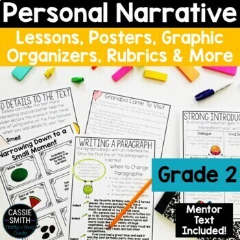 Preview of Personal Narrative Writing Unit 2nd Grade Graphic Organizer Anchor Charts
