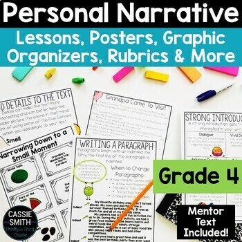 Preview of Personal Narrative Writing Unit 4th Grade Graphic Organizer Anchor Charts