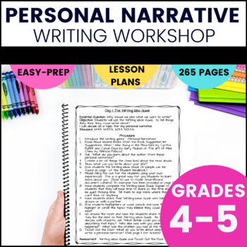 Preview of Personal Narrative Writing Unit - Graphic Organizers, Lesson Plans, and Rubric