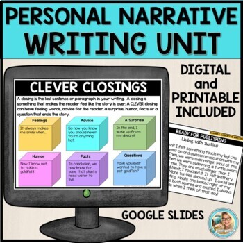 Preview of Personal Narrative Writing Unit for First Grade | Google Slides