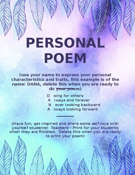 Preview of Personal Poem