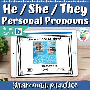 Preview of Personal Pronouns He She They Boom Cards™ Speech Therapy Syntax Grammar Activity
