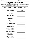 Personal Pronouns: Subject and Object Pronouns Worksheets