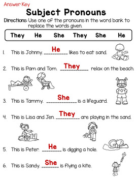 Personal Pronouns: Subject and Object Pronouns Worksheets Distance Learning