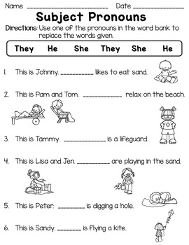 Preview of Personal Pronouns: Subject and Object Pronouns Worksheets Distance Learning